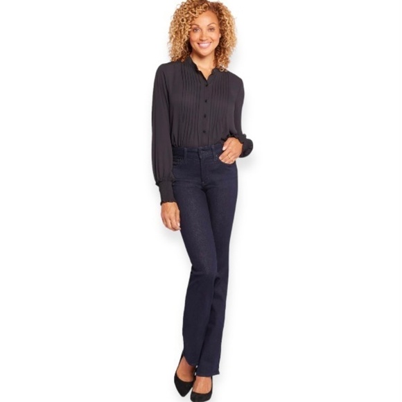 NYDJ 12 Barbara Bootcut Jeans Mid Rise Dark Wash Enzyme Stretch Lift Tuck Tech - Picture 14 of 14